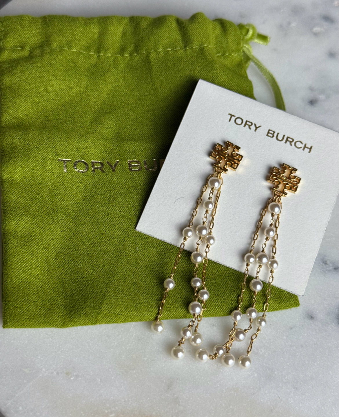 Tory Burch - BRITTEN PEARL LINEAR EARRING