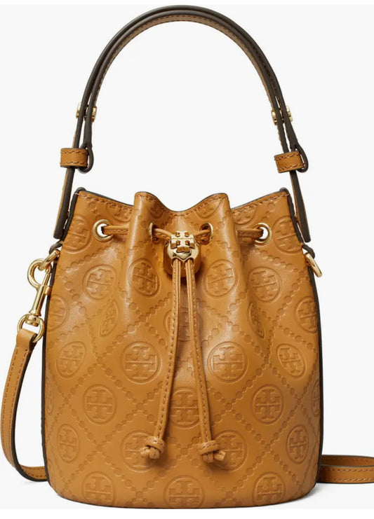 Tory Burch Mini T Monogram Debossed Bucket Bag