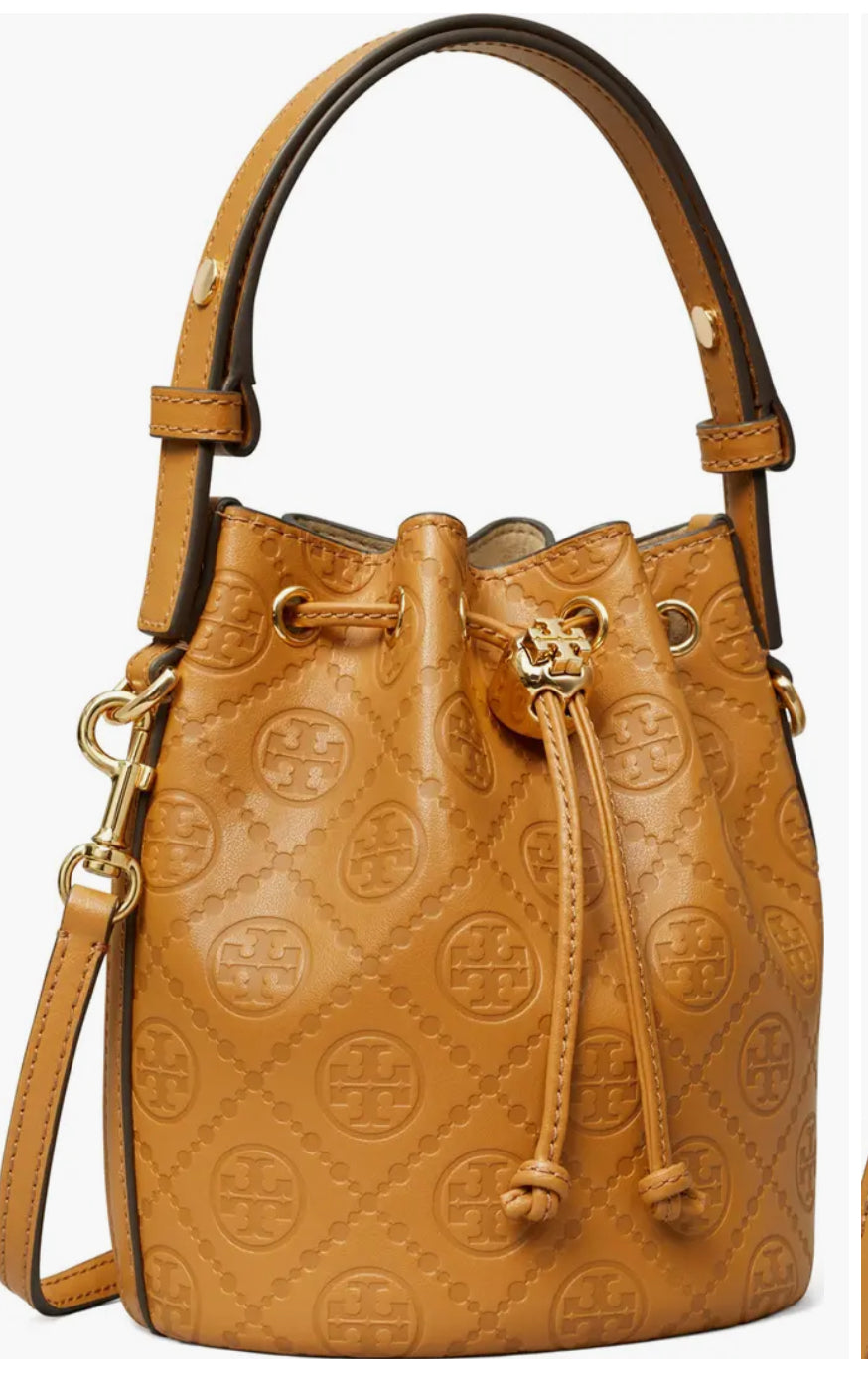 Tory Burch Mini T Monogram Debossed Bucket Bag