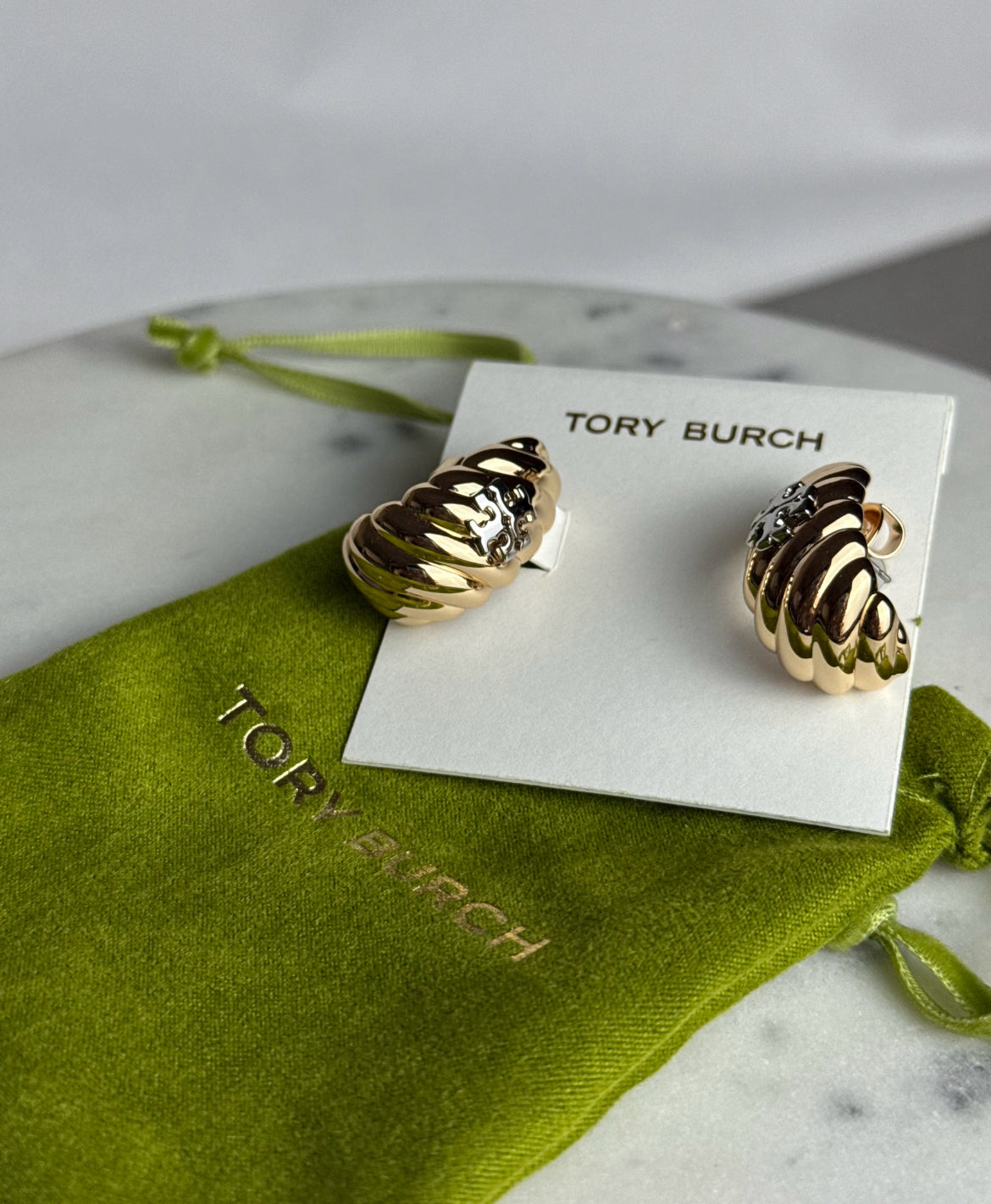 Tory Burch Textured Hoop Large Earrings