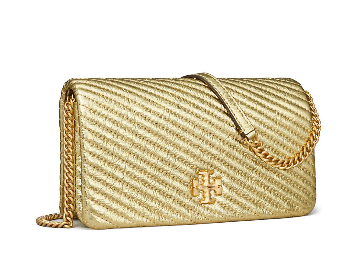 Kira Metallic Moto Quilted Leather Chain Wallet